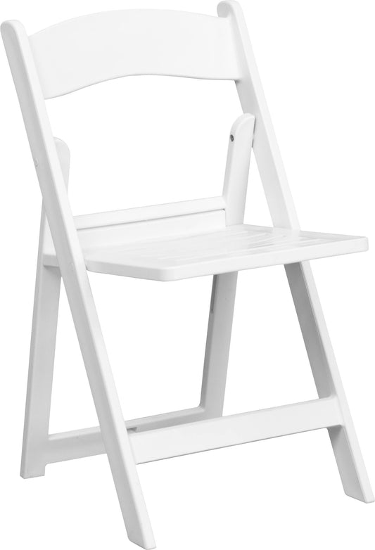 Flash Furniture Kids Resin Vinyl Padded Seat Folding Chair in White (Set of 2)