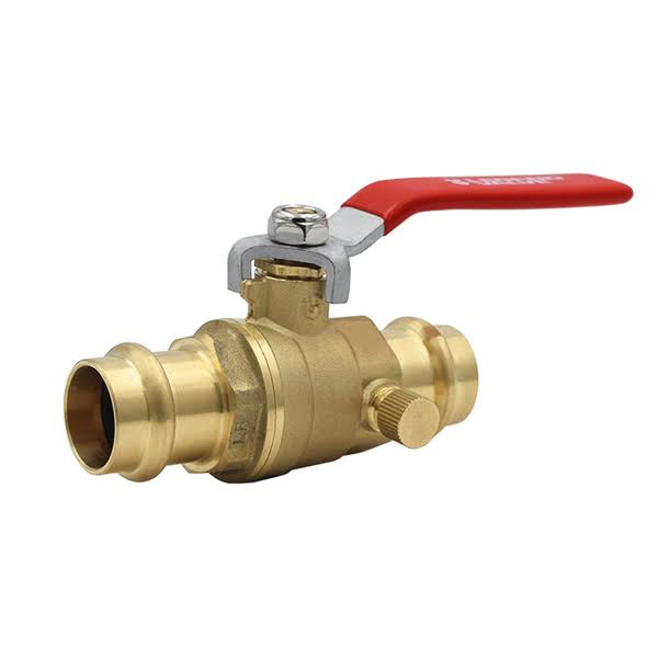 Legend Valve P-202NL Full Port Press Ball Valve with Drain, No Lead Forged Brass, 3/4 Press