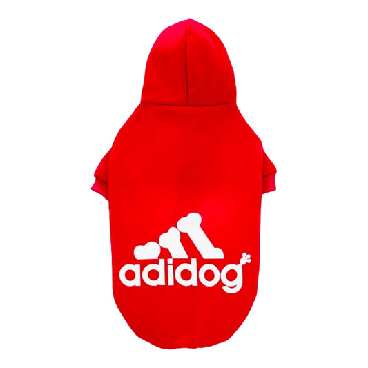 Fresh Pawz Adidog Logo Fleece Hoodie | Dog Clothing - Red - Xs