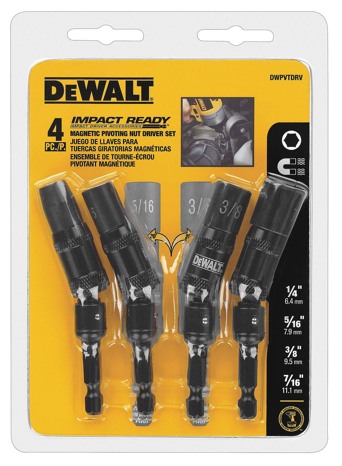 DeWalt 4-Piece Impact Ready Magnetic Pivot Nut Driver Set