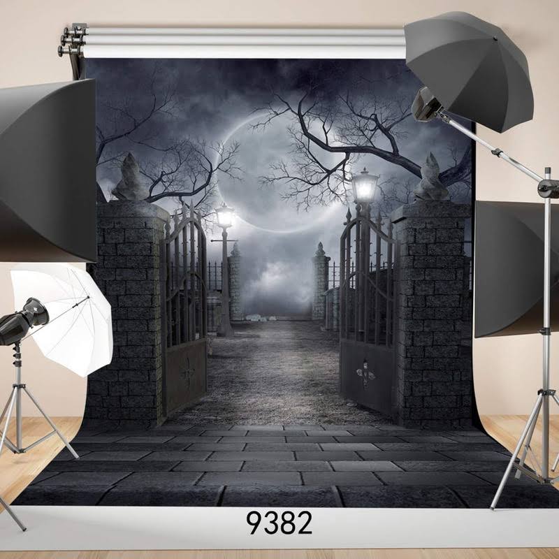 SJOLOON 5ft x 7ft Halloween Vinyl Photo Background Photography Backdrop Moon Night