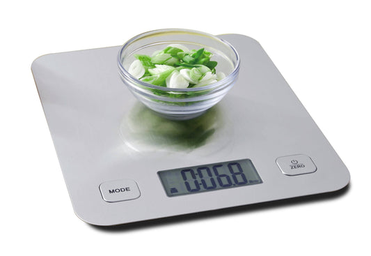 Mainstays Accurate to 1 Gram Stainless Steel LCD Digital Display Kitchen Scale & Food Scale - 11 lb