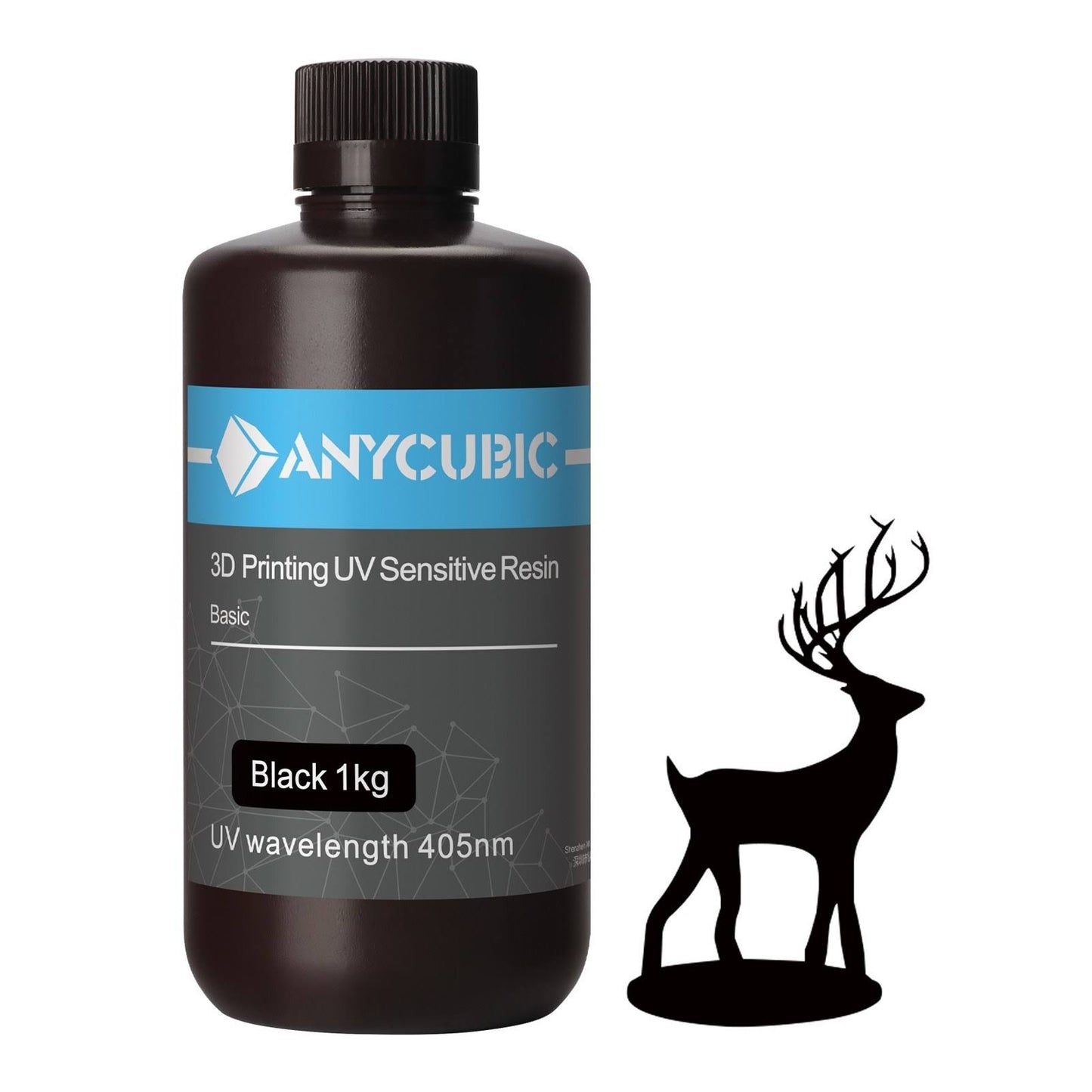 Anycubic 3D Printer Resin, 405nm SLA UV-Curing Resin with High Precision and Quick Curing & Excellent Fluidity for LCD 3D Printing (Black, 1kg)