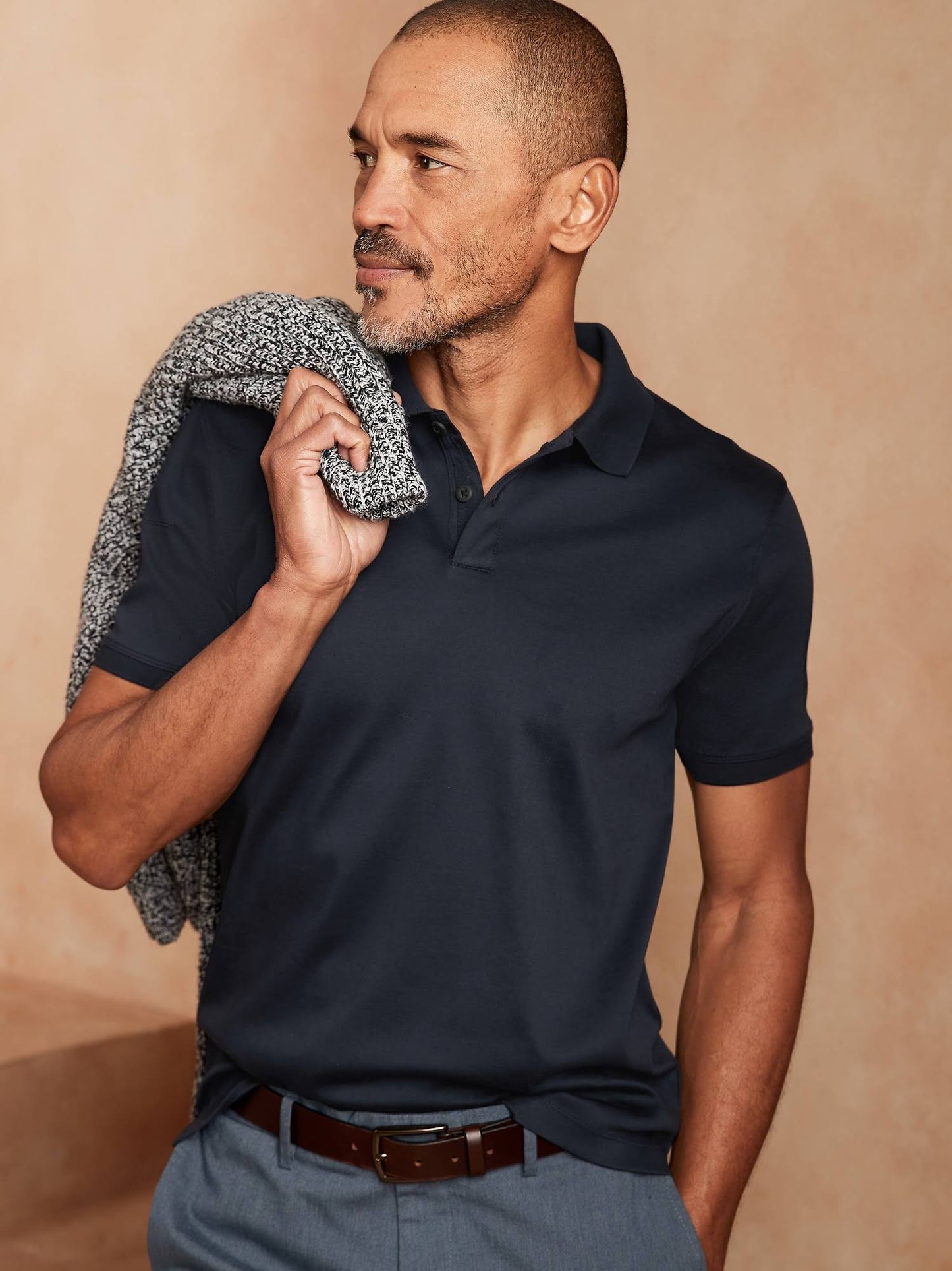 Mens Luxe Touch Polo Preppy Navy Regular