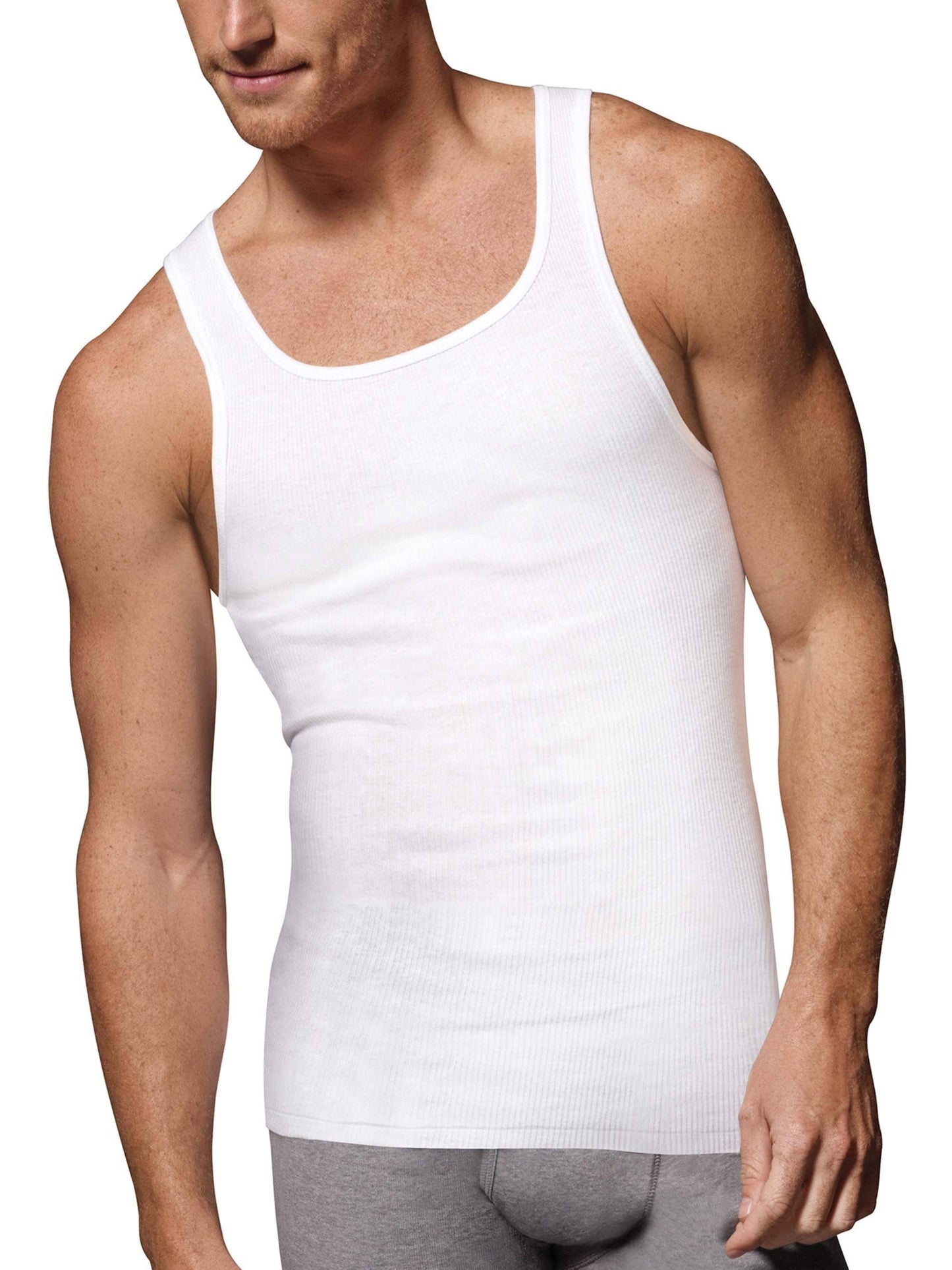 Hanes Mens 6-Pack Tagless Cotton Tank Undershirt