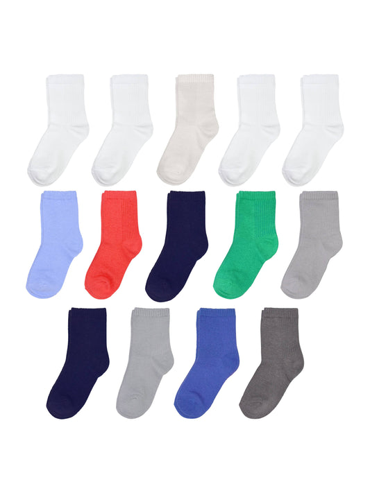 Fruit of The Loom Baby 14-Pack Grow & Fit Flex Zones Cotton Stretch Socks - Unisex, Girls, Boys (0-6 Months, White)