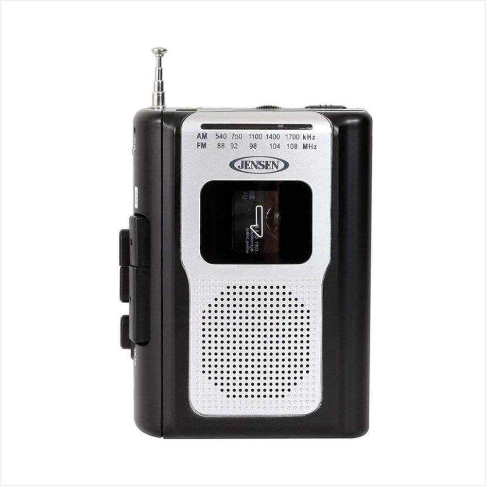 Jensen CR-100 Retro Portable AM/FM Radio Personal Cassette Player Compact Lightweight Design Stereo AM/FM Radio Cassette Player/Recorder & Built in