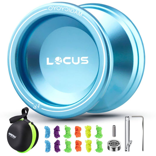 MAGICYOYO Responsive V6 Locus Aluminum Alloy Yoyo Star Logo Kids Beginner Learner Yoyo Bag Yoyo Glove 5 Spinning Strings (Blue Golden)