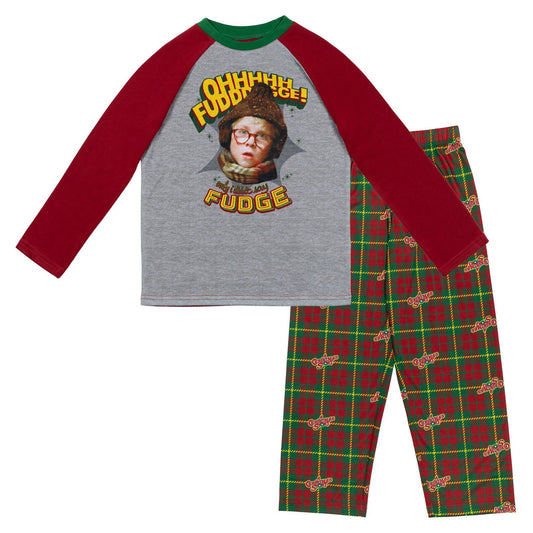 A Christmas Story Big Boys Pajama Shirt & Pajama Pants Gray / Red 14-16, Boys