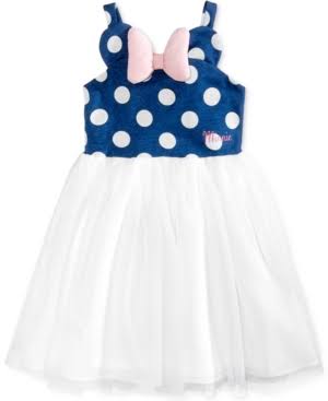 Disneys Little Girls Minnie Mouse Polka Dot & Mesh Dress - Black