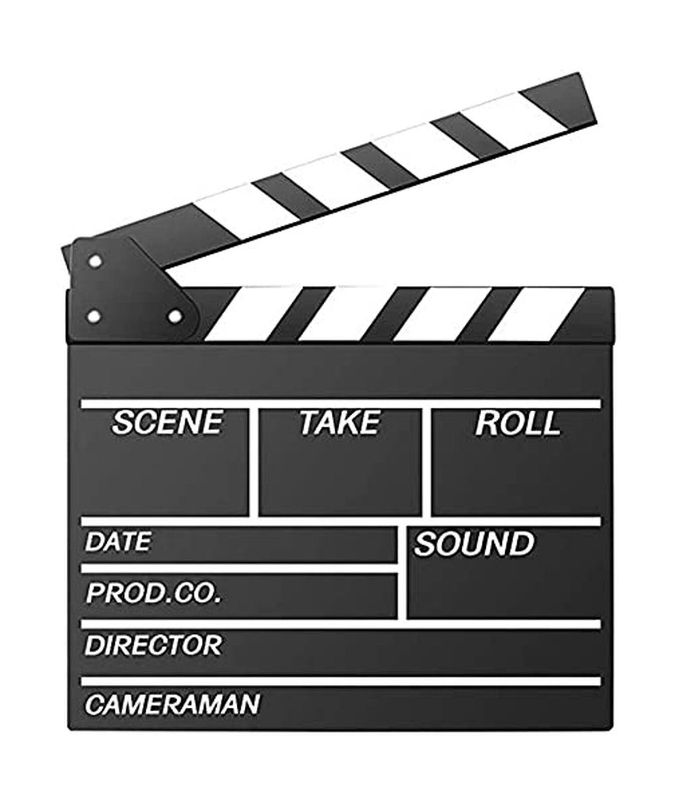 Movie Film Clap Board, Hollywood Clapper Board Wooden Film Movie Clapboard Accessory with Black & White, 12x11 Give Away White Erasable Pen