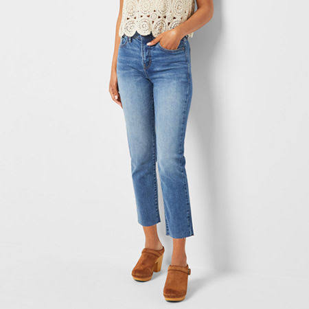 a.n.a Ripped Womens High Rise Straight Leg Jean