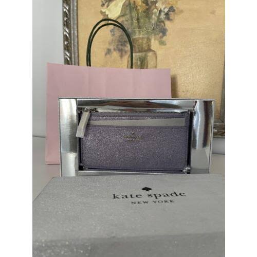 Kate Spade Bags | Kate Spade Boxed Tinsel Glitter Large Slim Card Holder Wallet, Lilac Frost Nwt | Color: Purple | Size: Os | Shopwkarmens Closet