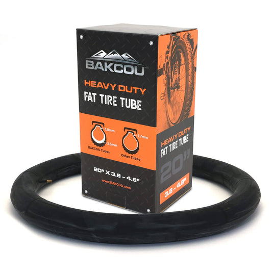 Bakcou Fat tire Bike Tube, 26, 24, 20 x 4 Inch, Heavy Duty, Schrader Valve, Black. Perfect for e Bike, Fat tire Electric Mountain Bike or Any Bike