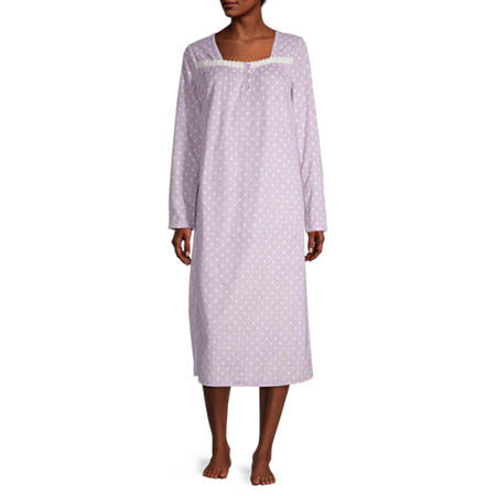 Adonna Womens Long Sleeve Square Neck Fleece Nightgown