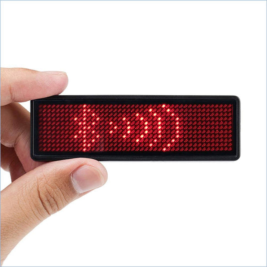 Coolbird Blue LED Name Tag, Rechargeable Wireless Bluetooth LED Name Badge Reuseable Price Tag 44x11 Pixels Digital Sign for Restaurant Shop