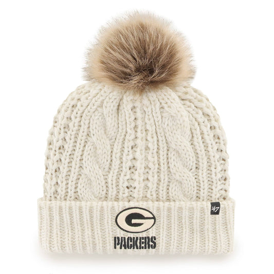 Womens 47 Cream Green Bay Packers Meeko Cuffed Knit Hat