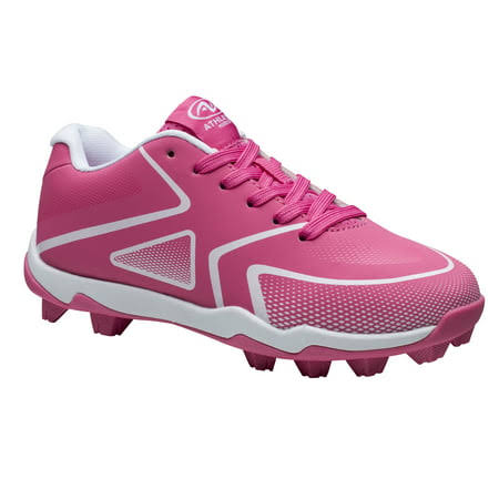 Athletic Works Youth Girls Baseball Cleats, Pink Kids Size 3