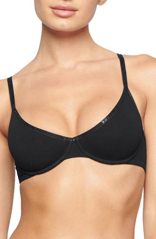 Skims Cotton Logo Underwire Demi Bra | Black | 34a