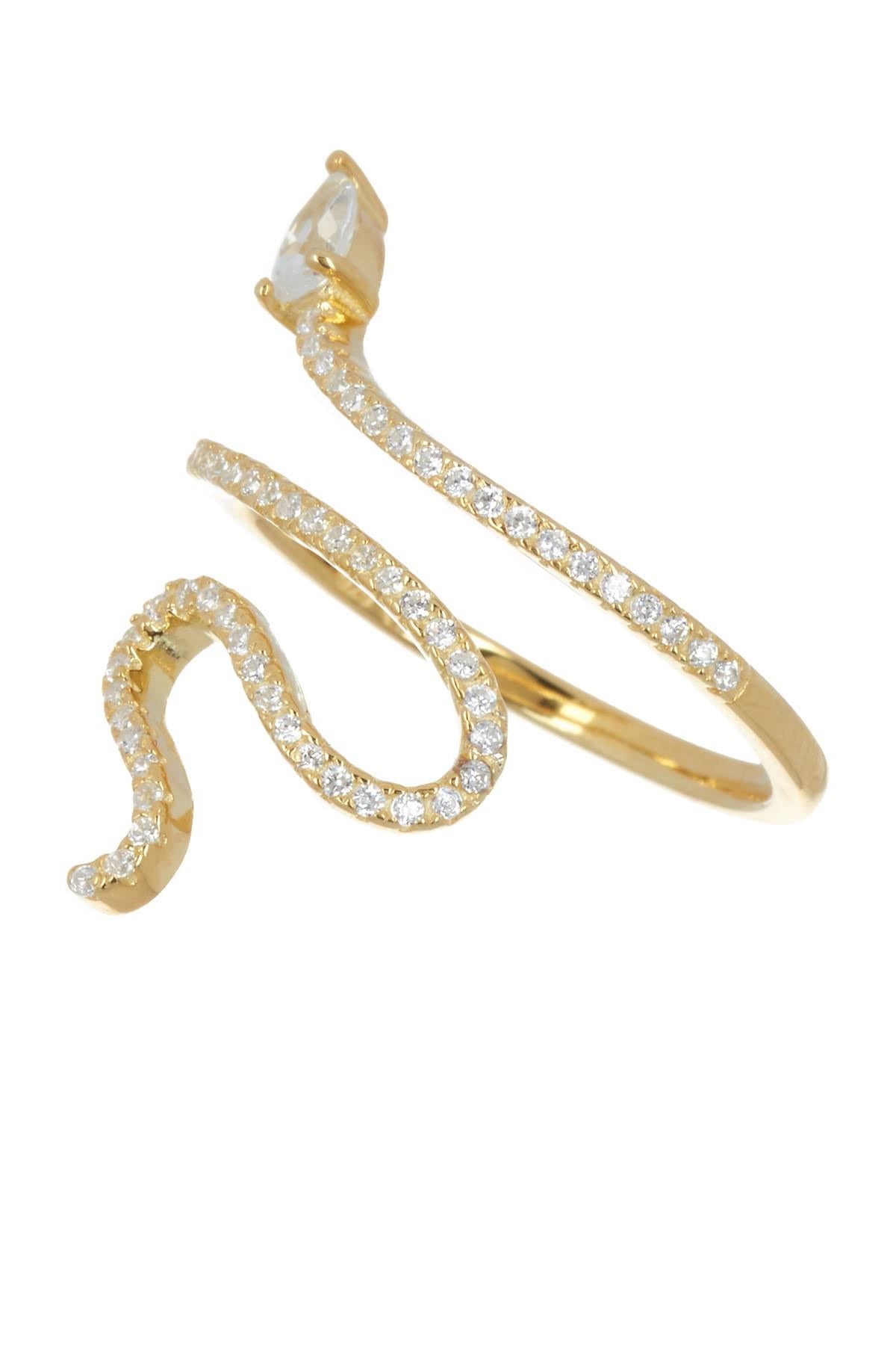 Adornia 14K Gold Plated Crystal Snake Ring - Gold