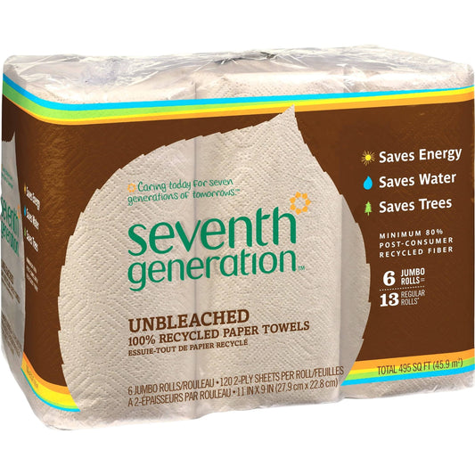 Seventh Generation Natural Unbleached 100% Recycled Paper Towel Rolls