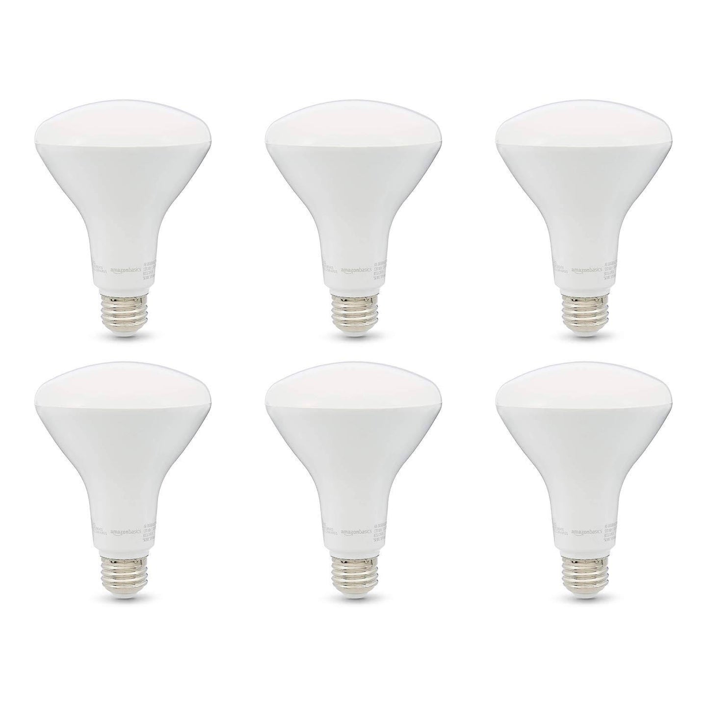 Amazon Basics 65W Equivalent, Soft White, Dimmable, 10,000 Hour Lifetime, BR30 LED Light Bulb , 6-Pack