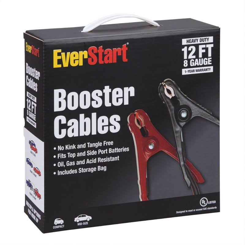 Everstart 12 ft. 8-Gauge Booster Cables, Black