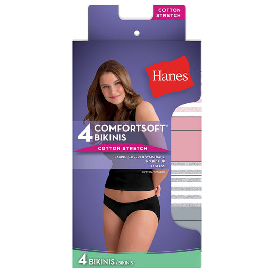 Hanes Women S 4-pc. Comfort Soft Bikini Panties - E442AS, Assorted Colors