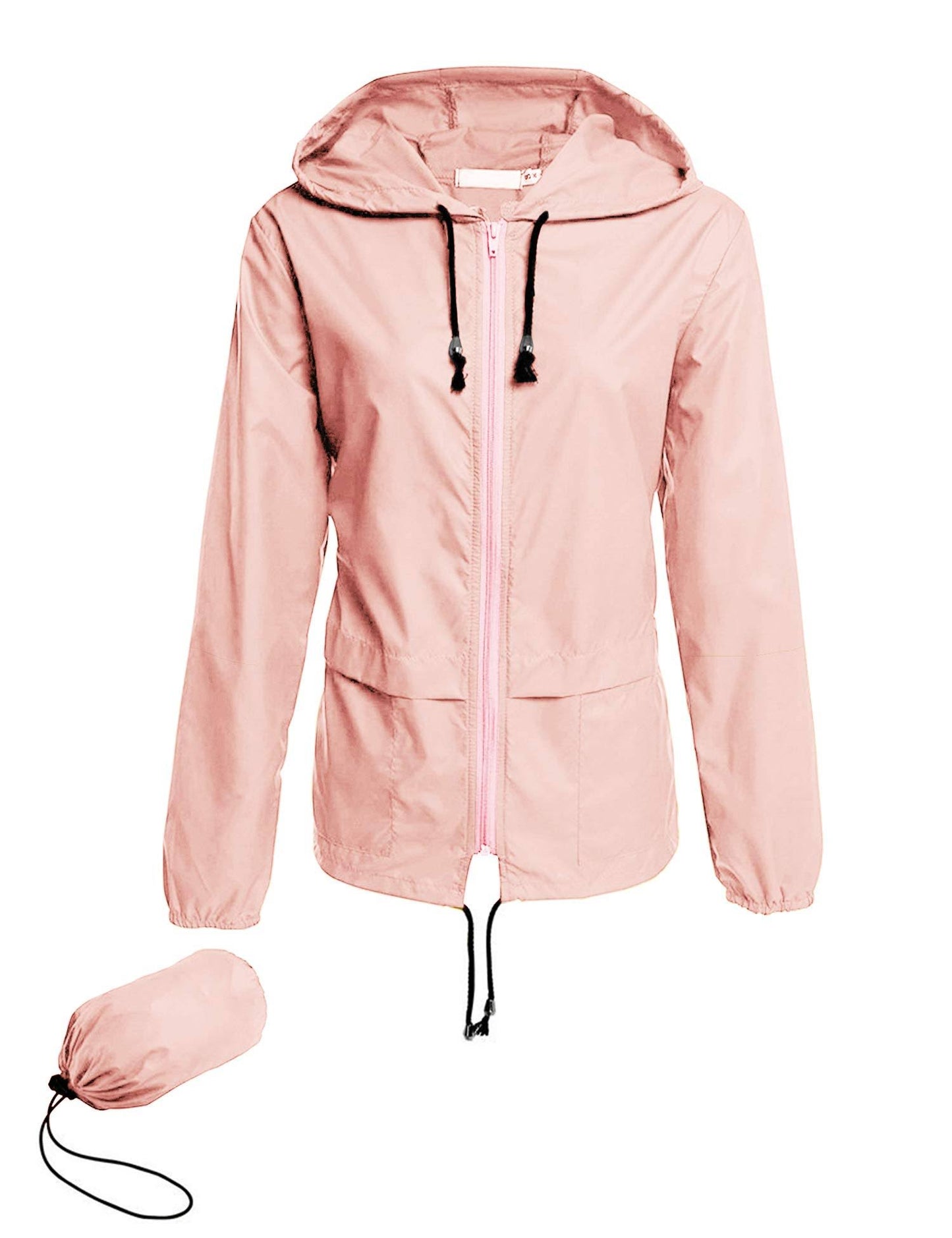 Avoogue Raincoat for Women Lightweight Waterproof Travel Rain Jackets Packable Outdoor Hooded Windbreaker Rain Poncho(pink M), Medium