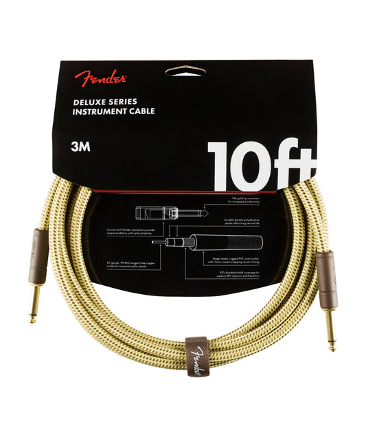 Fender Deluxe Series Instrument Cable 10 Feet Straight Tweed