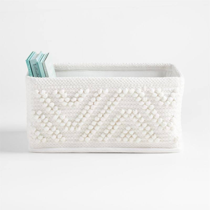 Dottie White Woven Macramé Diaper Caddy - Crate & Kids