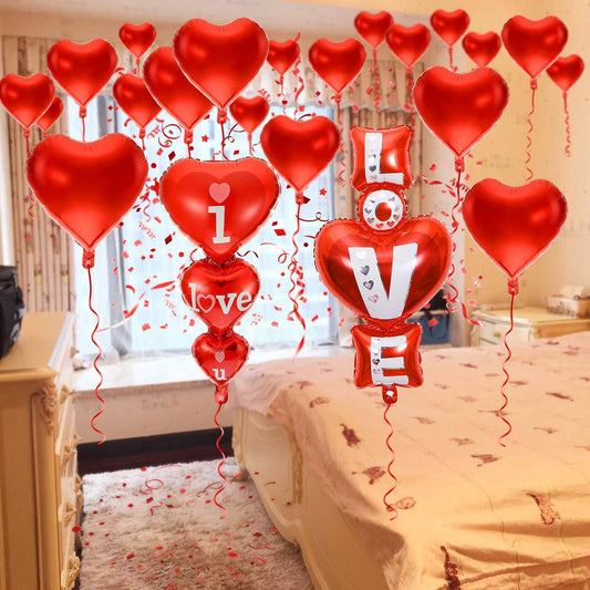 Hongyitime 20 + 2 I Love You Balloons - Helium Supported - Love Balloons - Valentines Day Decorations and Gift Idea for Him or Her, Wedding Birthday