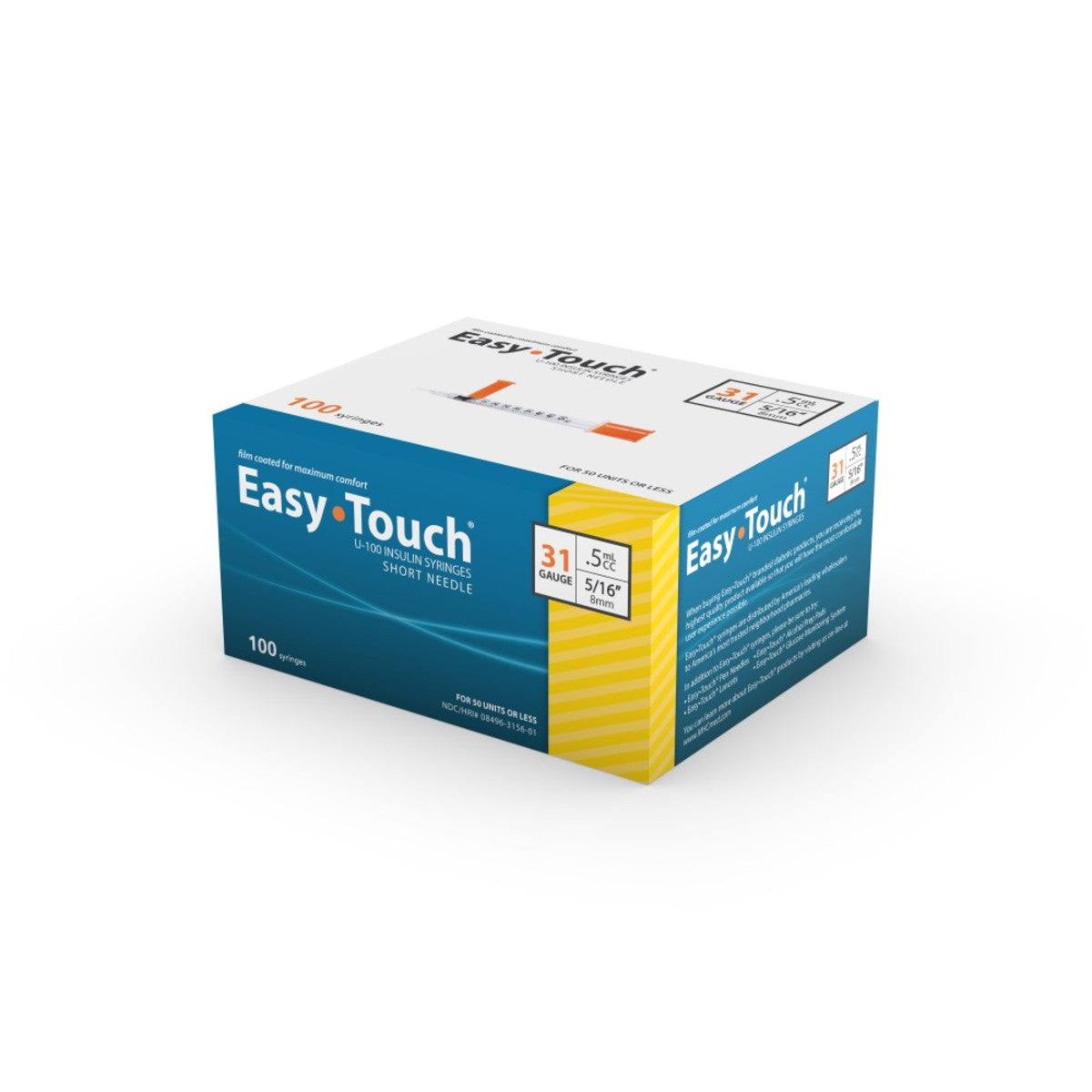 Easy Touch 31g; 3/10cc; 100ct; 8mm (5/16 in) Syringes