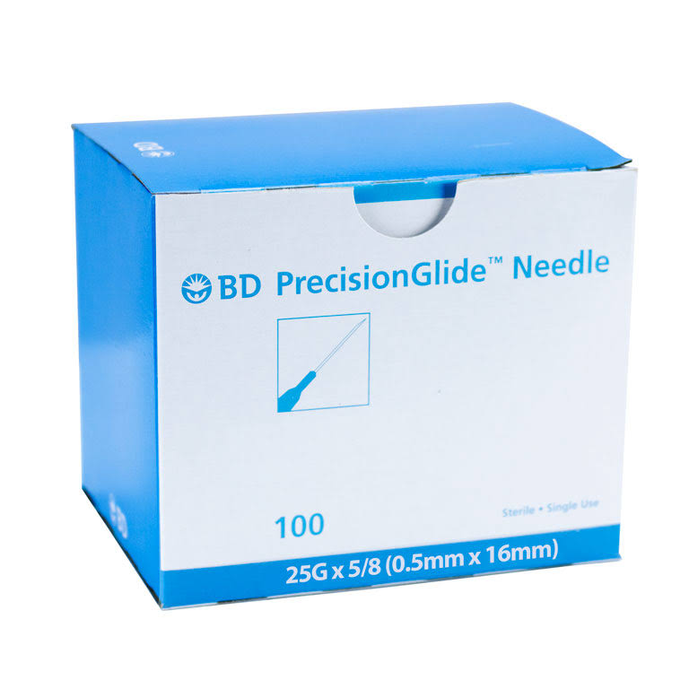 BD Needle, 25g x 5/8, Hypodermic, 100/Box, 305122