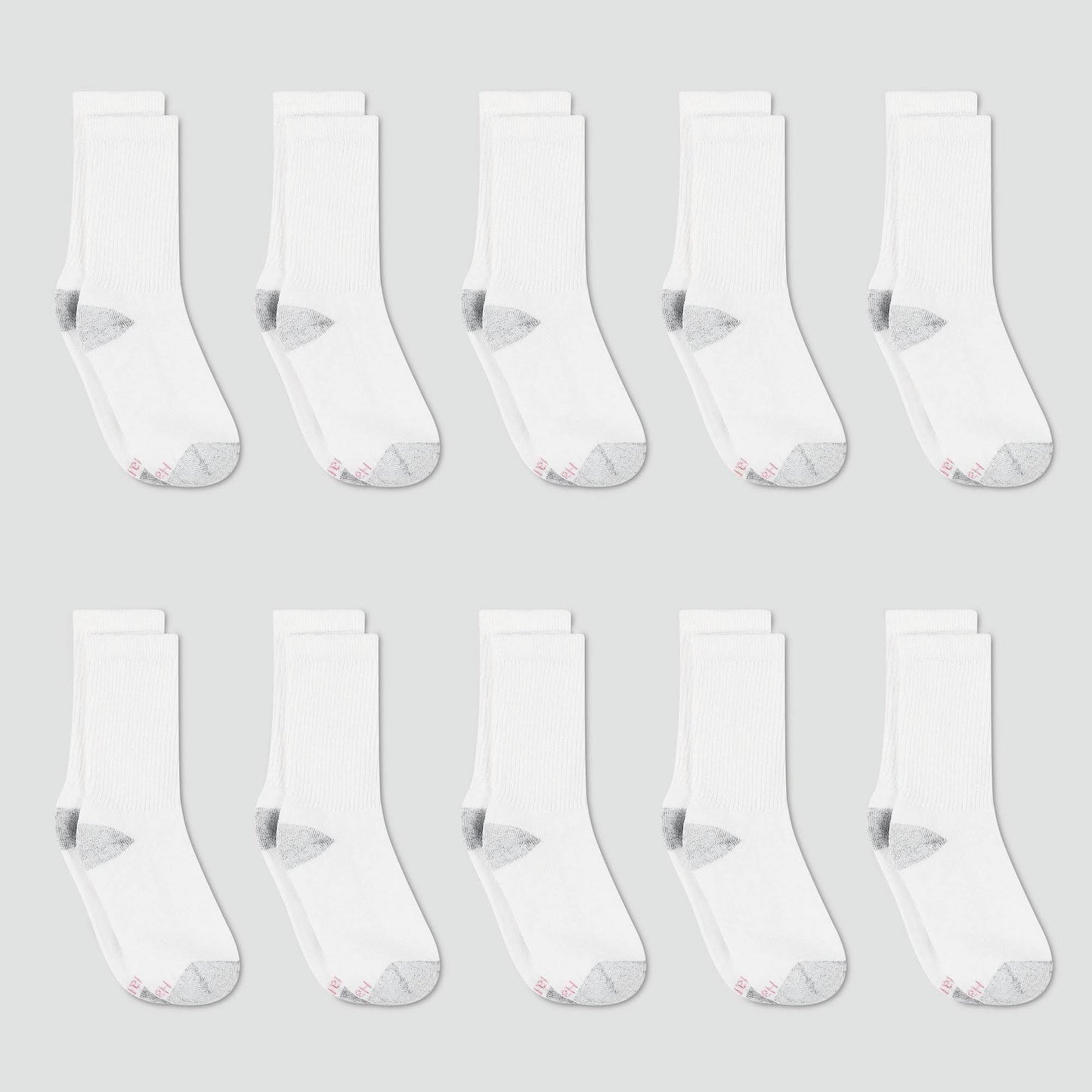 Hanes Womens Cushioned 10pk Crew Athletic Socks 5-9, White