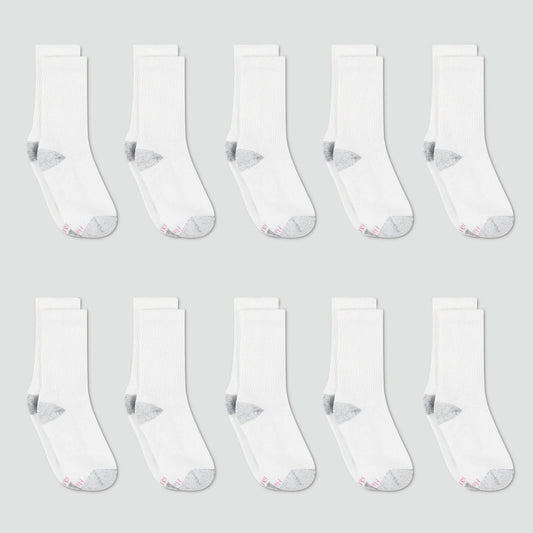 Hanes Womens Cushioned 10pk Crew Athletic Socks 5-9, White