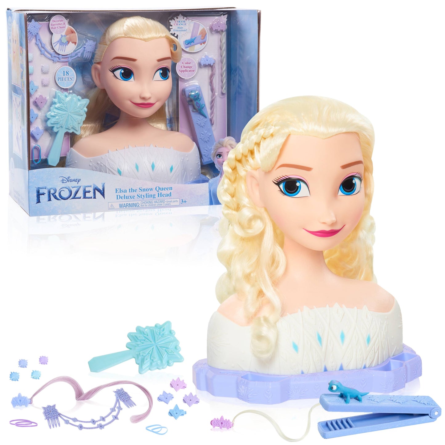 Disneys Frozen 2 Deluxe Elsa The Snow Queen Styling Head, 17-Pieces