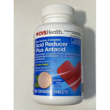 Cvs Health Acid Reducer Plus Antacid, Chewable Tablets, Cool Mint Flavor - 25 tablets