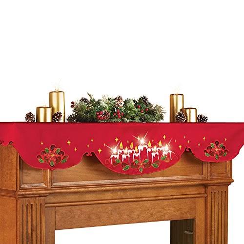 Collections Etc Lighted Christmas Candles Mantel Scarf Decor