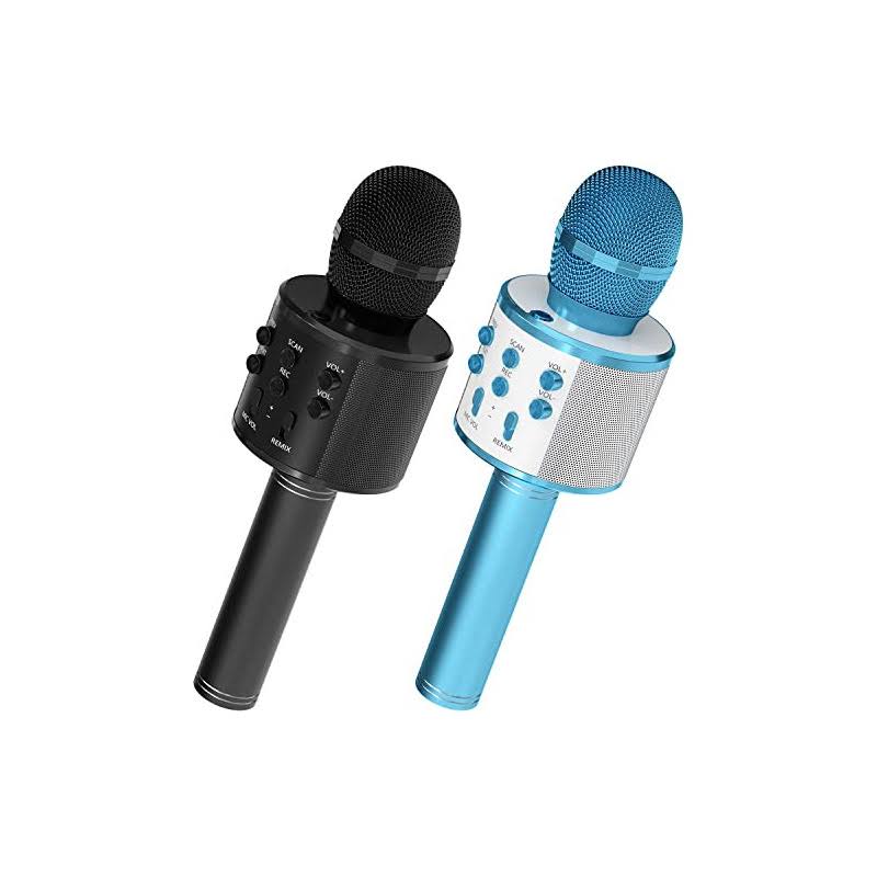 OVELLIC 2 Pack Karaoke Microphone for Kids, Wireless Bluetooth Karaoke Microphone for Singing, Portable Handheld Mic Speaker Machine, Great Gifts