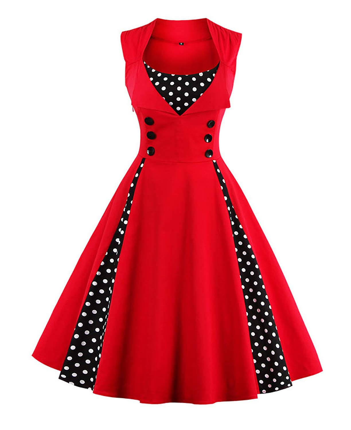 KILLREAL Womens Polka Dot Retro Vintage Style Cocktail Party Swing Dress