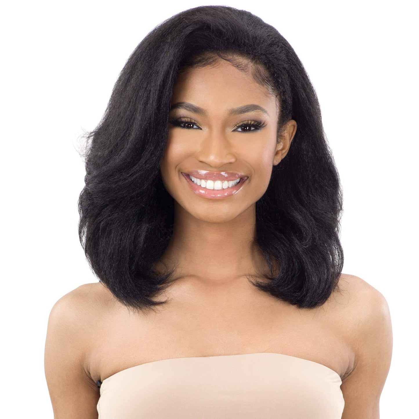 Freetress Equal Synthetic Natural Me Drawstring Fullcap Half Wig - Natural Roller Set (1)