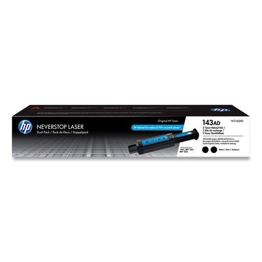 HP 143AD | W1143AD | Toner | Black Reload Kit | 2 Pack