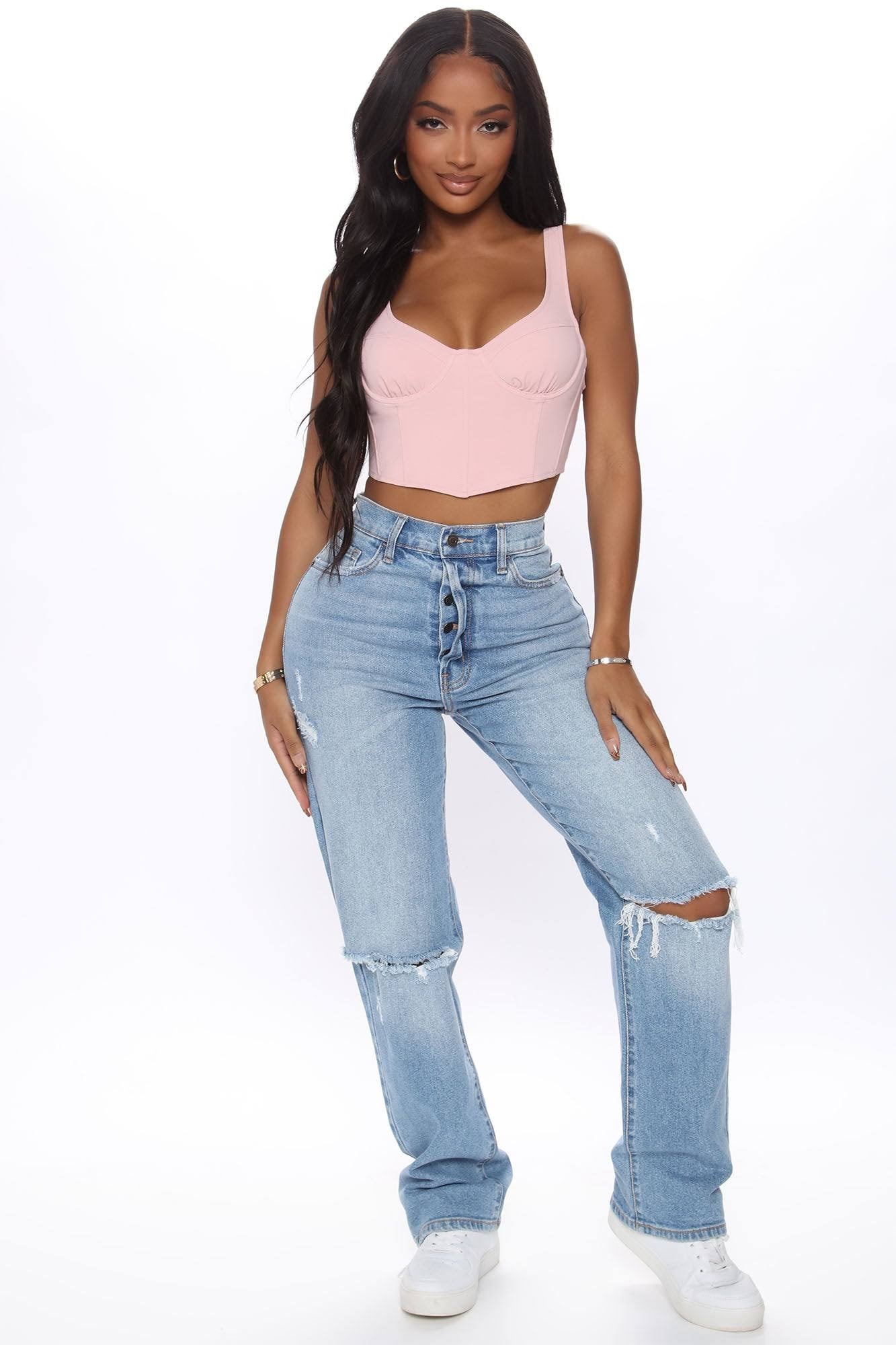 Womens Fashion Nova As You Please Ripped Straight Leg Jeans