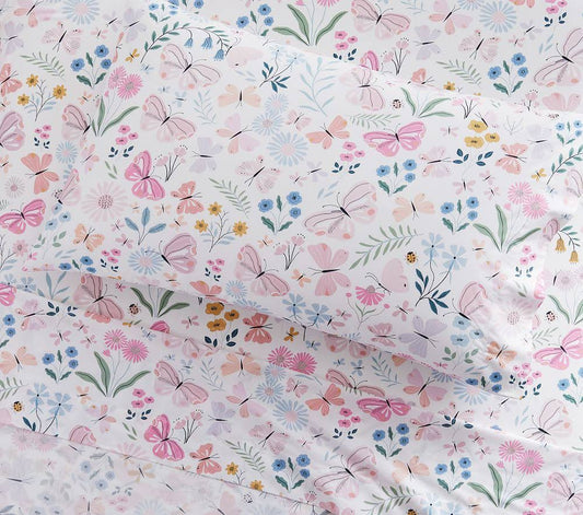 Wildflower Butterfly Damask Organic Sheet Set