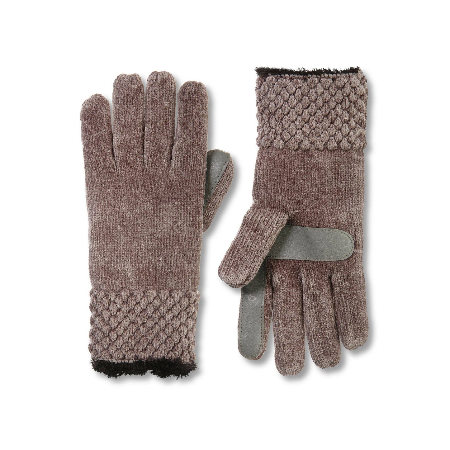 Womens Isotoner Lined Chenille Snowflake Gloves, Silver