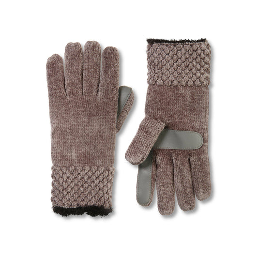 Womens Isotoner Lined Chenille Snowflake Gloves, Silver