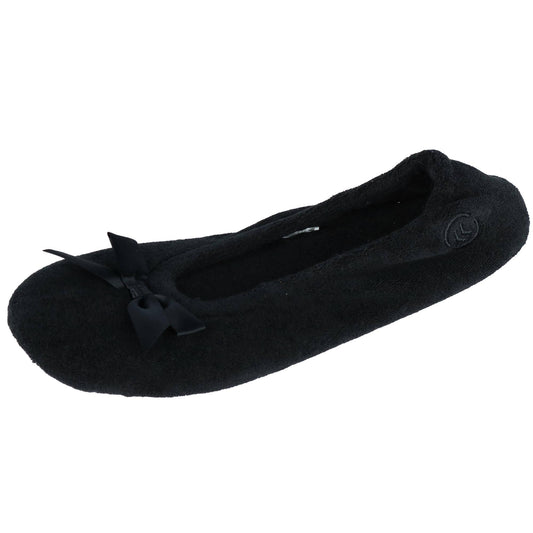 Isotoner Terry Ballerina Slippers - Navy - Medium