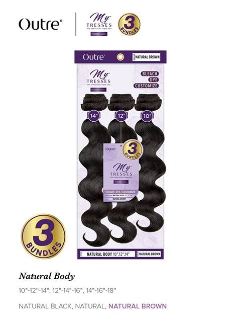 Outre Mytresses 100% Unprocessed Human Hair Purple Label 3 Bundles - Natural Straight