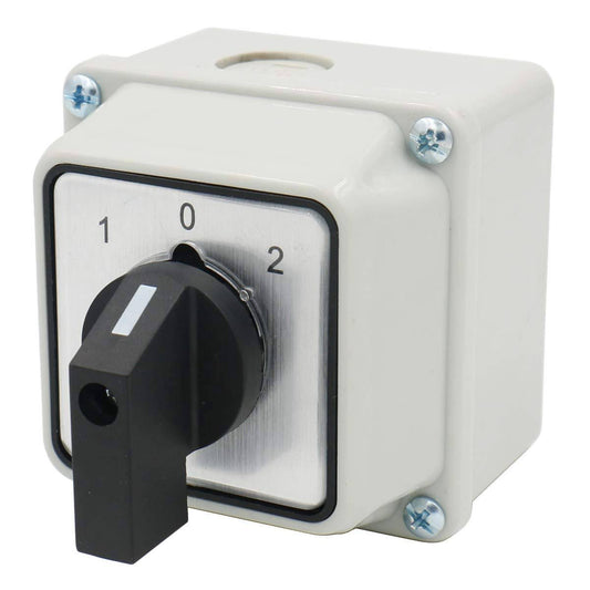 Baomain Universal Rotary Changeover Switch SZW26-20/D202.2D with Master Switch Exterior Box 660V 20A 3 Position 2 Phase (Wider Box)